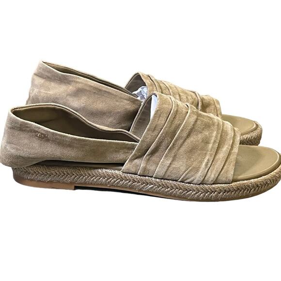 Tory Burch Gathered Slingback Strap Flat Kid Suede Espadrille Sandals Size 7.5 - Picture 5 of 9